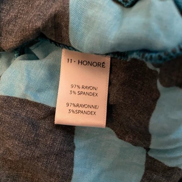 11 Honore Long Sleeve Shirt Dress Blue and Black Checkered Size 18 Relaxed FIt - Picture 4 of 6